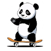 Cuddly Bear Panda on Skateboard