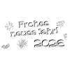 Godt nytår 2026 sølv tekst dekorativ