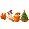 Autumnal Halloween and Christmas greetings