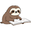 Niedlicher Faultier-Leser mit Buch