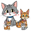 Charming Cat Family Illustration