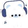 Ours Kawaii avec écouteurs