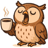 Coffee Drinking Owl Illustration