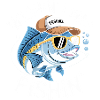 Humorvoller Fisch mit Surf-Accessoires