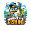 Humorous fisherman motif with saying