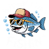 Witziger Angelfisch mit Hut und Sonnenbrille