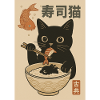 Sushi chat à la japonaise