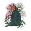 Fox with flowers and hoodie