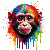 Bunter Affe mit Farbexplosion