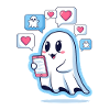 Cute ghost with smartphone
