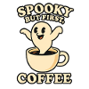 Spooky Kaffee Motiv mit Kuschelgeist