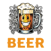 Fröhliches Bierglas mit Lachen