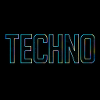 Neon Techno lettering on black