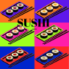 Bunte Sushi-Design mit Pop-Art-Stil