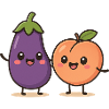 Cute eggplant and peach illustration