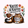 Cat Love with Coffee Motif