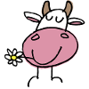 Vache Joyeuse et Fleur Délicate