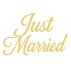 Elegant Gold Glitter Just Married Design