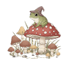 Magicien champignon avec grenouille