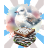 Fish and Seagull Sandwich Illustration