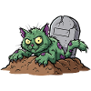 Scary cat zombie with tombstone