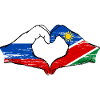 Russia Namibia flag hands heart shape