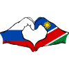 Russia Namibia flag hands heart shape