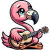 Cute Flamingo Playing Acoustic Guitar