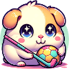 Kawaii hamster med bold og hockeystav sport