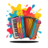 Farbenfrohe Musikinstrumente mit Spritzern