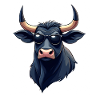 Bull with sunglasses and horns