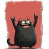 Humorous black cat character