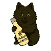 Cute Spitz (dog) with bottle