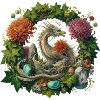 Mystischer Drache mit Blumenkranz