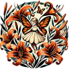 Whimsical Butterfly Fairy amidst Autumn Lilies