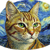 Merry Cat in Starry Night Design