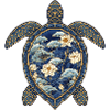 Turtle Porcelain Pattern - Lotus & Waves