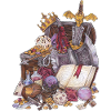 Coffre au trésor dans un donjon avec épée Magic Fantasy