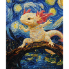 Axolotl Van Gogh Style Nuit étoilée