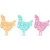 Pastel Chickens Silhouettes Pattern