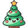 Kawaii Christmas Tree Cartoon Design