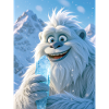 Playful Yeti eating giant icicle  cream