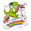T-Rex Dinosaurier reitet auf Einhorn