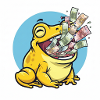 Laughing frog with money rain