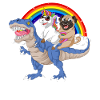 Regenbogen-Dinosaurier mit Einhorn und Mopsfahrt