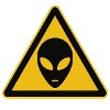 Warning sign alien motif