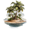 Tropical Palm Island Illustration