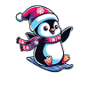 Pingouin Noël Ski Course Pingouins