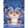 Romantic Yeti couple carving  heart together