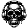 Skull with headphones eye-catching design